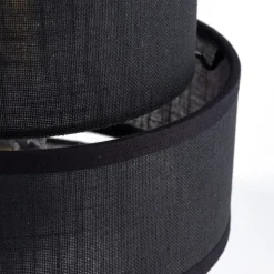 Tischlampe Schwarz 38 cm hoch Stoff Metall E27 GREET