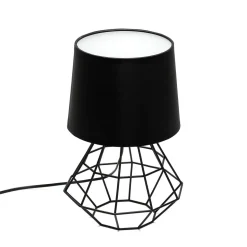 Tischlampe Schwarz E27 Metall Stoff 34 cm