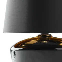 Tischlampe Schwarz Glas Stoff 62 cm hoch E27