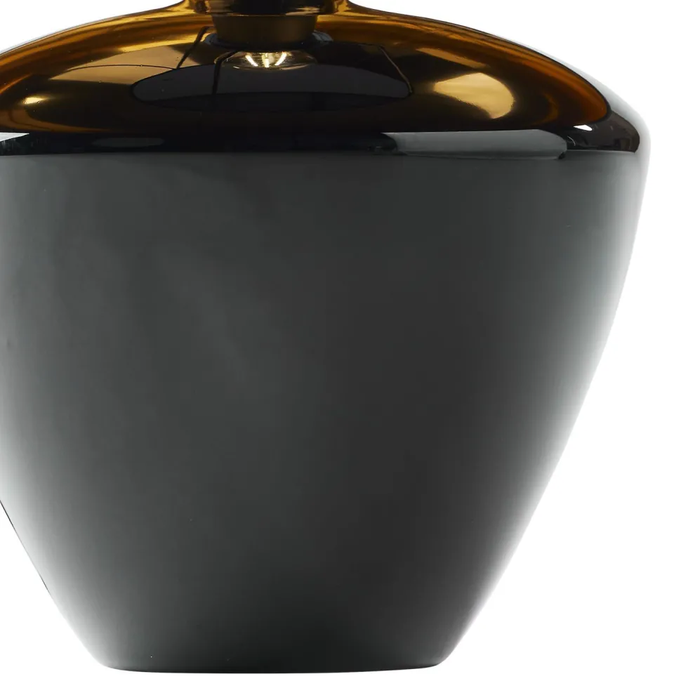 Tischlampe Schwarz Glas Stoff 62 cm hoch E27