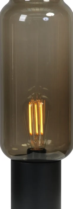 Tischlampe Schwarz Glas Schirm 43 cm hoch Wohnzimmer