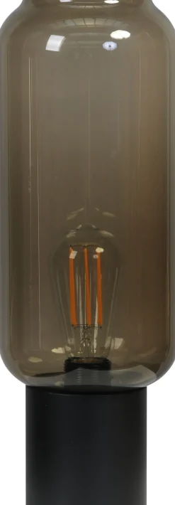 Tischlampe Schwarz Glas Schirm 43 cm hoch Wohnzimmer