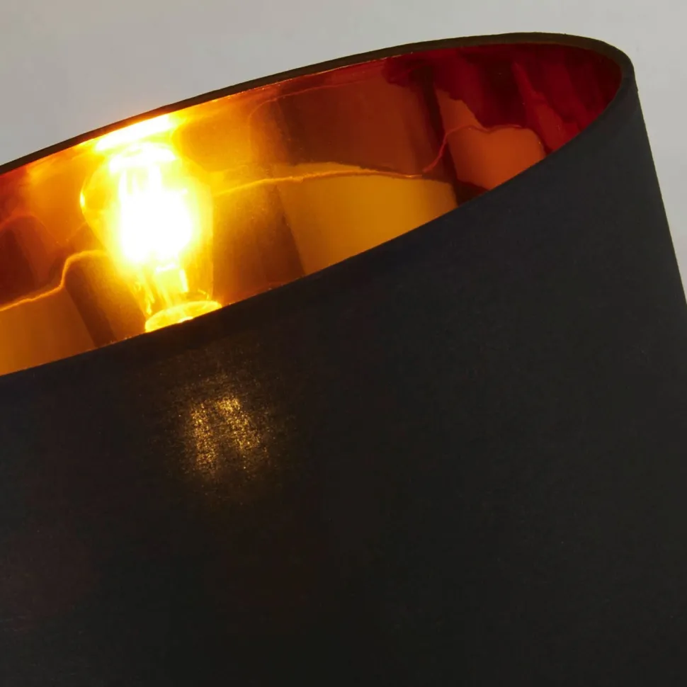 Tischlampe Schwarz Gold 58 cm hoch E27 Metall Stoff