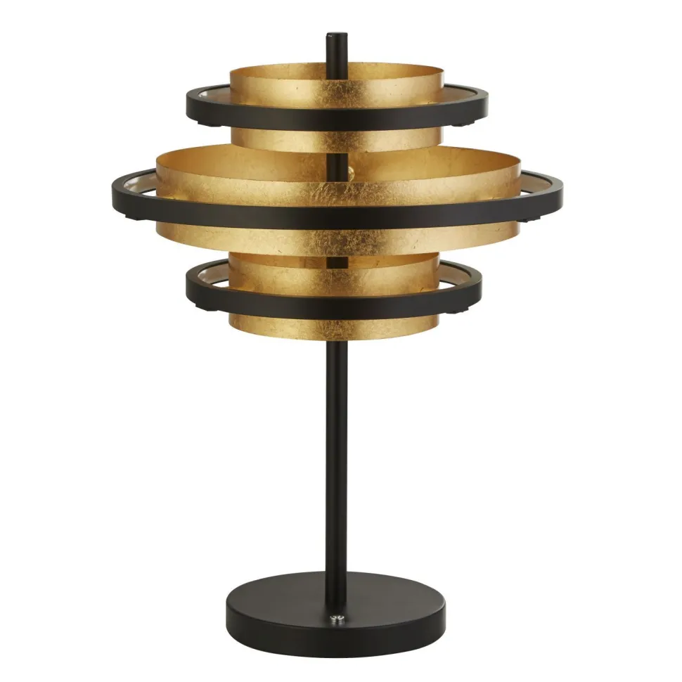 Tischlampe Schwarz Gold H: 43,5 cm Ø 32 cm rund Metall