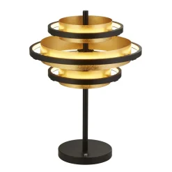 Tischlampe Schwarz Gold H: 43,5 cm Ø 32 cm rund Metall