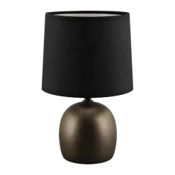 Tischlampe Schwarz Keramik Stoff E14 25,5 cm MINOS