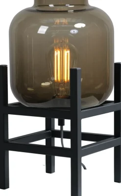 Tischlampe Schwarz Metall Glas 34 cm hoch E27 ELYA