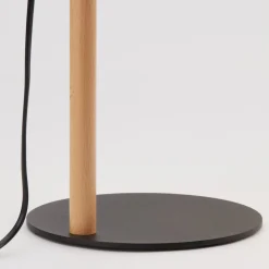 Tischlampe Skandinavisch Holz Leinen 46 cm E27