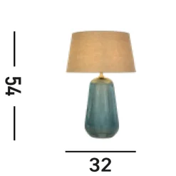 Tischlampe Stoff Glas E27 37 cm Blau Natur wohnlich