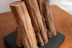 Tischlampe Stoff Holz blendarm E14 45 cm in Natur Braun