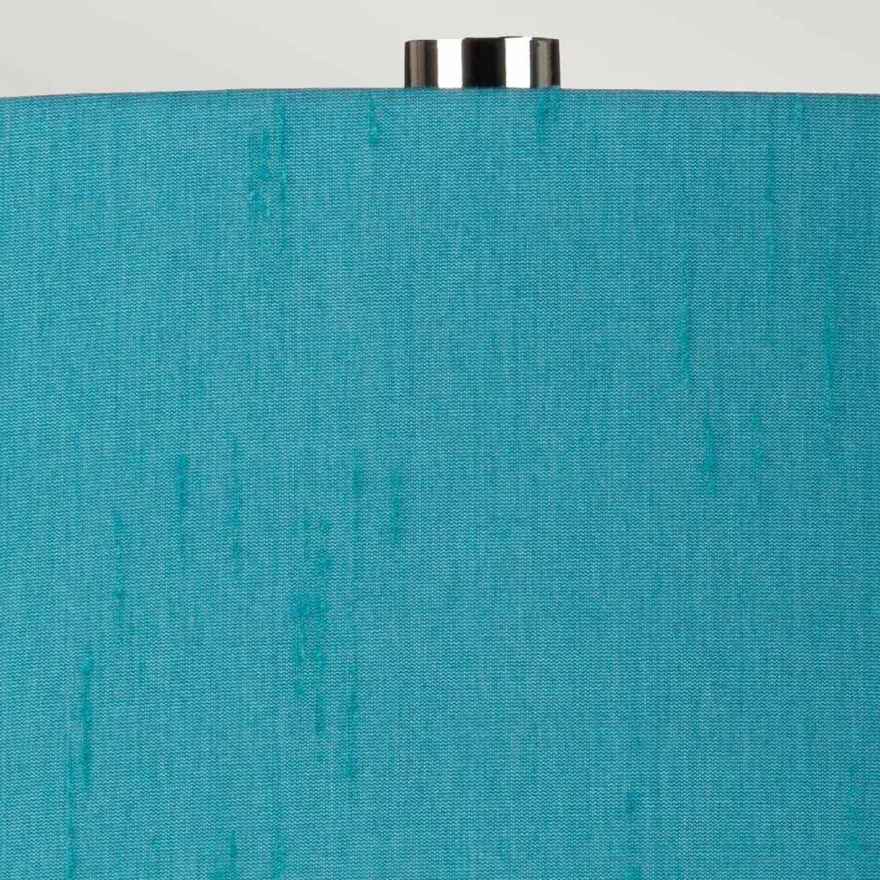 Tischlampe Stoff Keramik 64 cm E27 Weiß Petrol Retro