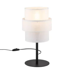 Tischlampe Stoff Metall 38 cm hoch Schwarz Weiß E27