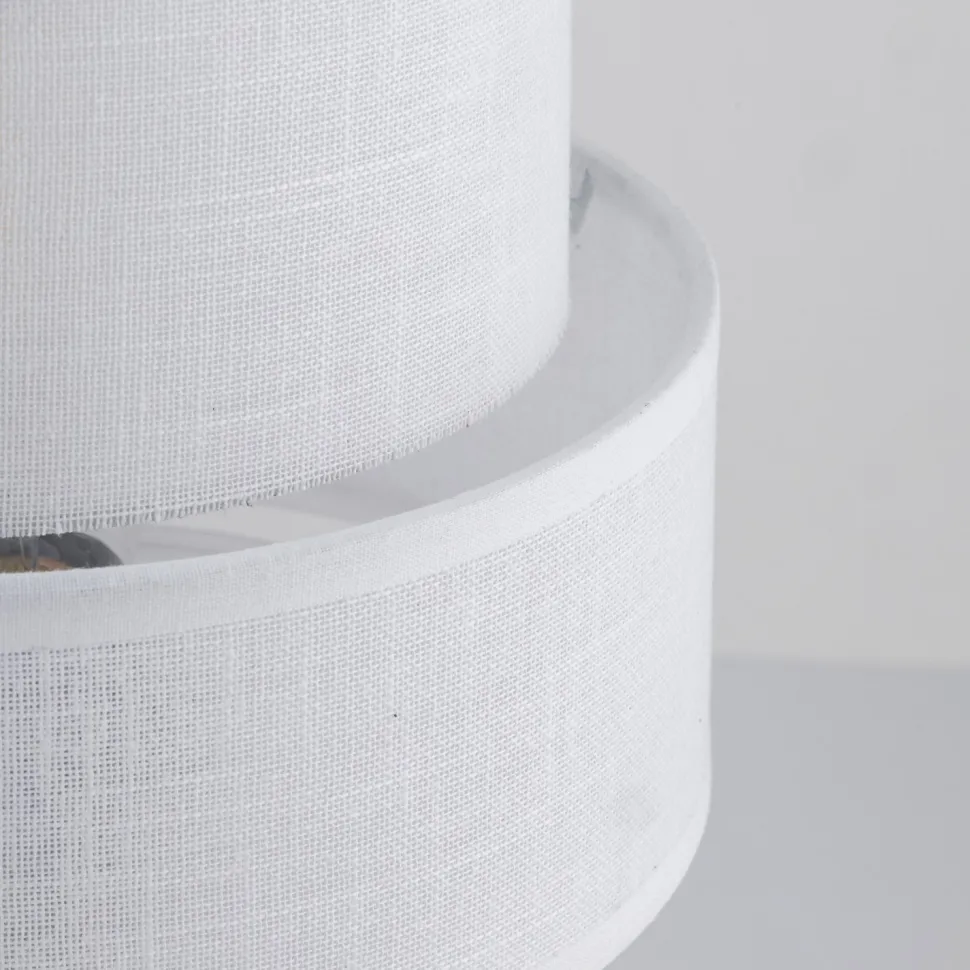 Tischlampe Stoff Metall 38 cm hoch Schwarz Weiß E27