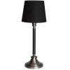 Tischlampe Stoff Metall E27 59,5 cm in Schwarz Silber