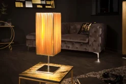 Tischlampe Stoff Metall H:44 cm E27 in Schwarz Gold