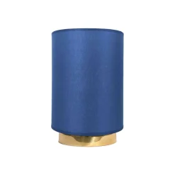 Tischlampe Stoffschirm H: 24 cm Blau Messing massiv E27