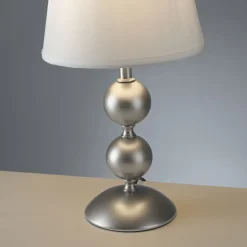 Tischlampe Stoffschirm Metall Creme Bronze 36 cm E27