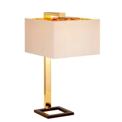 Tischlampe TIAGO in Gold Braun Creme H:62cm Lampe