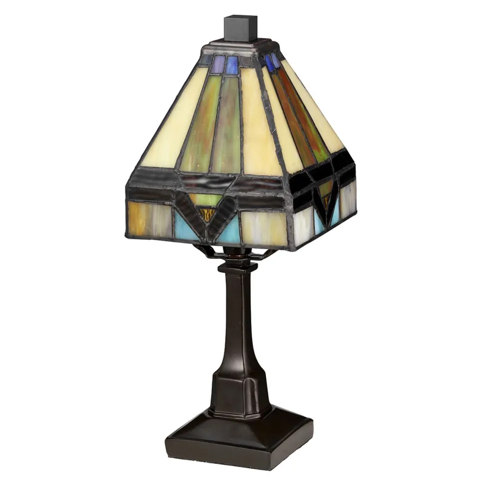 Tischlampe Tiffany Stil E14 30,5cm in Bronze antik Gelb