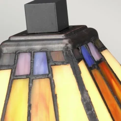 Tischlampe Tiffany Stil E14 30,5cm in Bronze antik Gelb