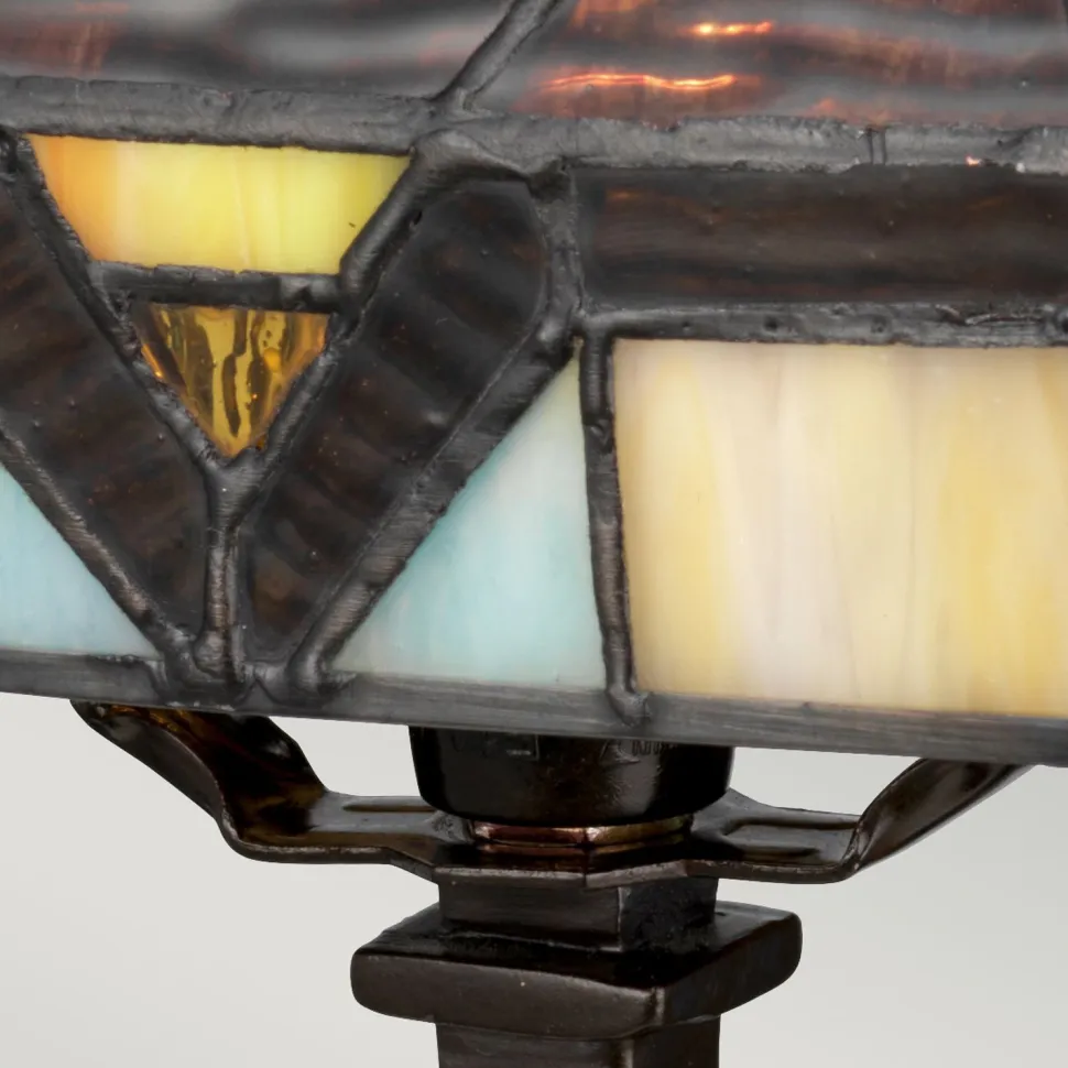 Tischlampe Tiffany Stil E14 30,5cm in Bronze antik Gelb