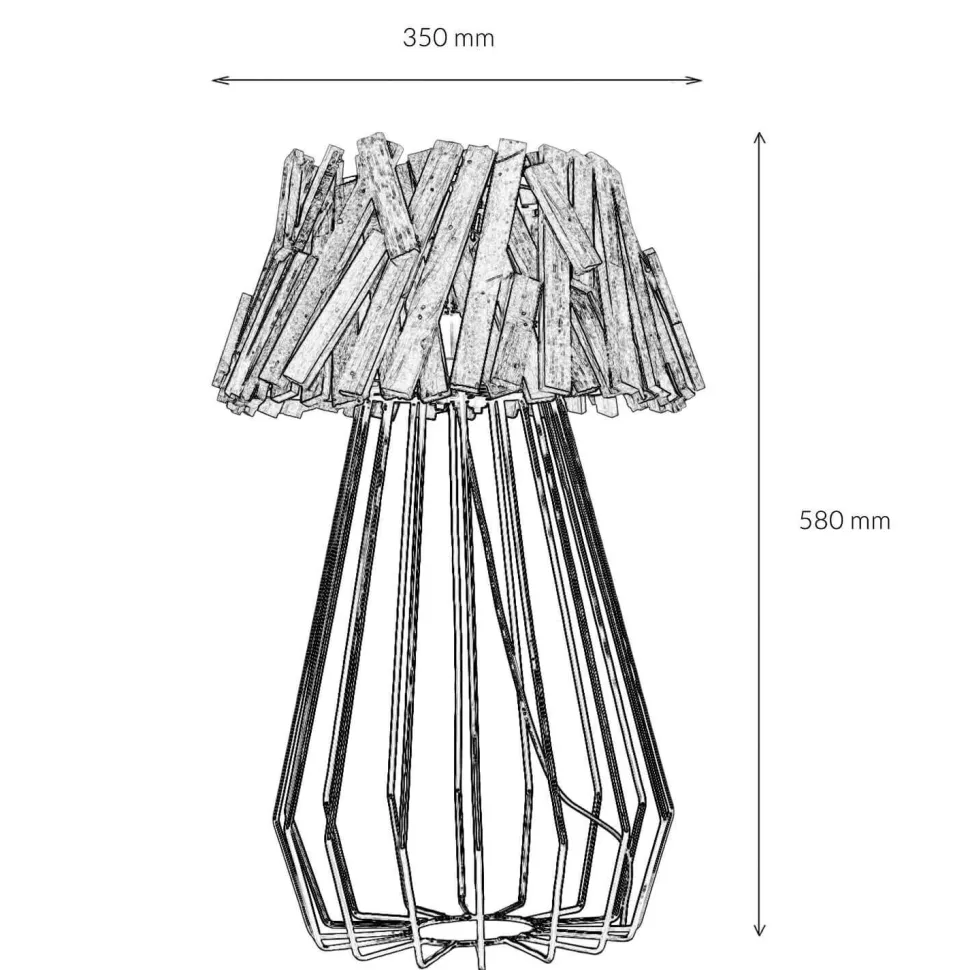 Tischlampe Treibholz Metall 58 cm E27 Handarbeit