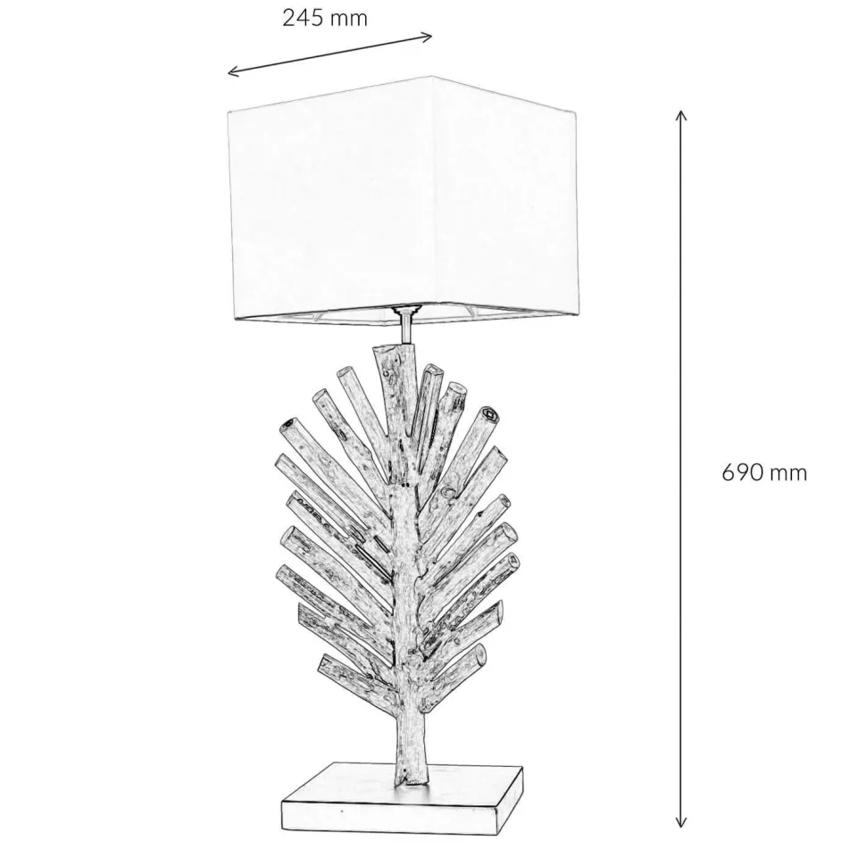 Tischlampe Treibholz Stoff 69 cm Nachttisch Wohnzimmer