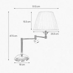 Tischlampe verstellbar 47,5 cm Messing Stoff E14