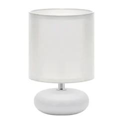 Tischlampe Weiß 20 cm klein Keramik Stoff E14