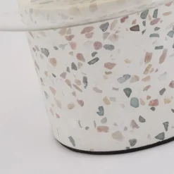 Tischlampe Weiß 28 cm klein Glas Beton Terrazzo E27