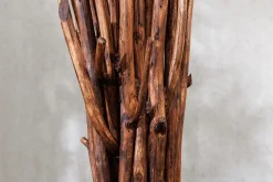 Tischlampe Weiß Holz Stoff E27 H:58 cm gemütlich