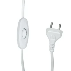 Tischlampe Weiß Silber groß 62 cm Stoff Glas E27