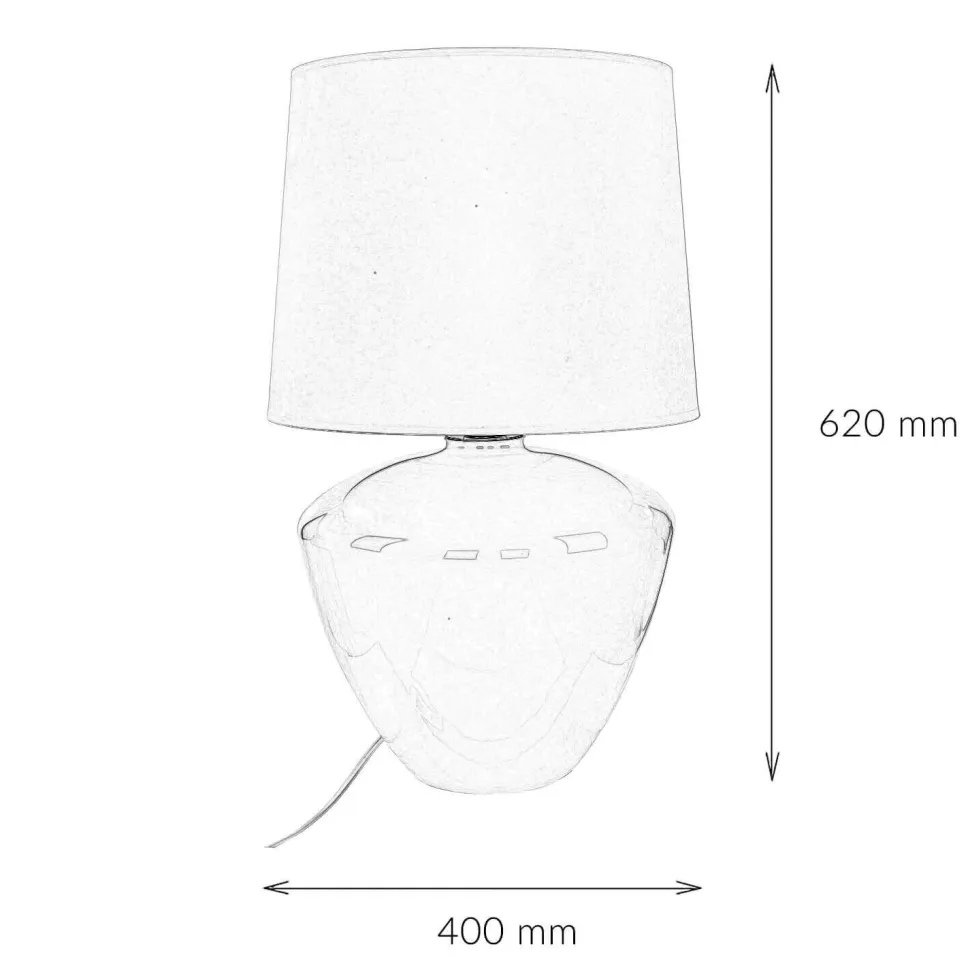 Tischlampe Weiß Silber groß 62 cm Stoff Glas E27