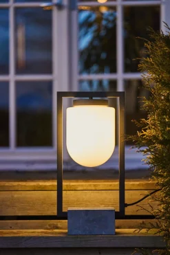 Tischleuchte außen Marmorsockel 52 cm hoch E27 IP44