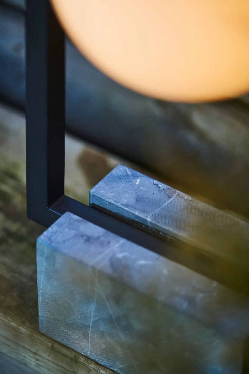 Tischleuchte außen Marmorsockel 52 cm hoch E27 IP44