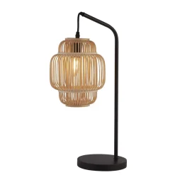 Tischleuchte Boho 55 cm hoch Bambus Metall E27 wohnlich