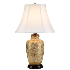 Tischleuchte CHINO Creme Gold 58cm Porzellan Lampe