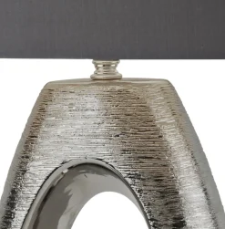 Tischleuchte Chrom Grau E27 61 cm Stoff Keramik Modern