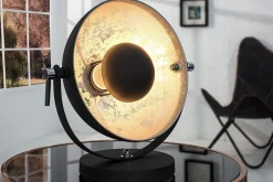 Tischleuchte Ø30cm rund Retro Schwarz Silber