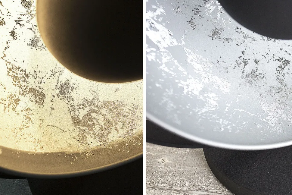 Tischleuchte Ø30cm rund Retro Schwarz Silber