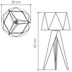 Tischleuchte Dreibein aus Teak Holz Furnier 62 cm hoch E27