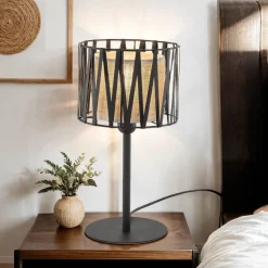 Tischleuchte E27 37 cm hoch Ø 20 cm rund Schwarz Braun