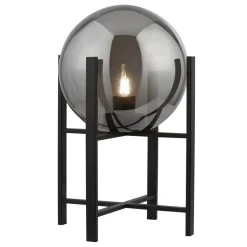 Tischleuchte E27 43 cm Schwarz Rauchgrau Glas Metall