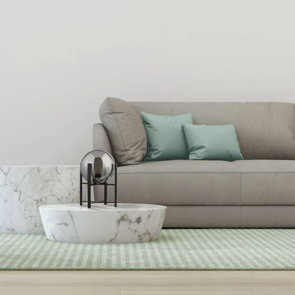 Tischleuchte E27 43 cm Schwarz Rauchgrau Glas Metall