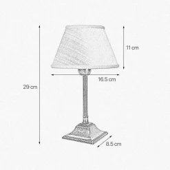 Tischleuchte E14 Messing Stoff 29 cm in Bronze Antik Weiß