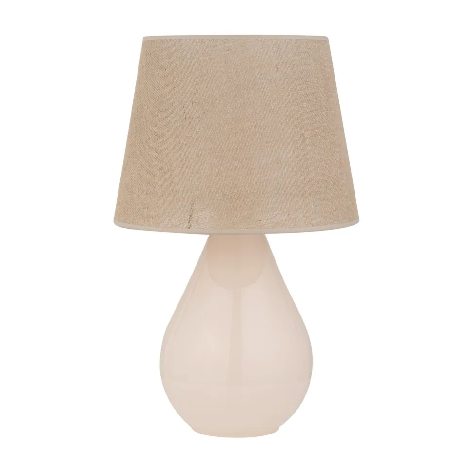 Tischleuchte Glas Jute 67 cm hoch Ecru Braun E27 RIKA