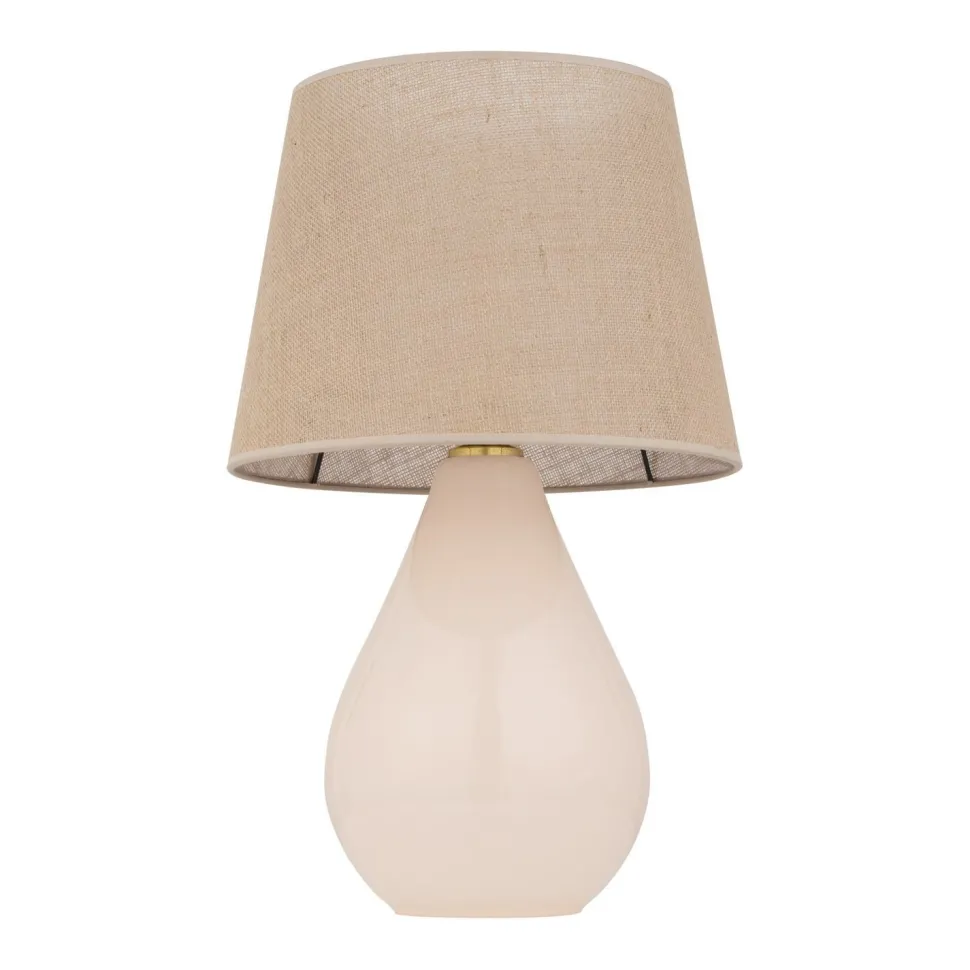 Tischleuchte Glas Jute 67 cm hoch Ecru Braun E27 RIKA