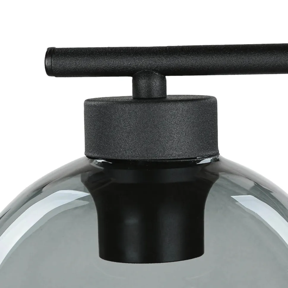 Tischleuchte Glas Kugel Schwarz Grau 46 cm hoch Modern