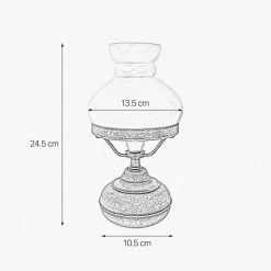 Tischleuchte Glas Messing 24,5 cm in Bronze Antik Grün