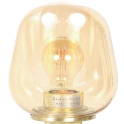 Tischleuchte Glas Metall in Schwarz Messing E27 23 cm